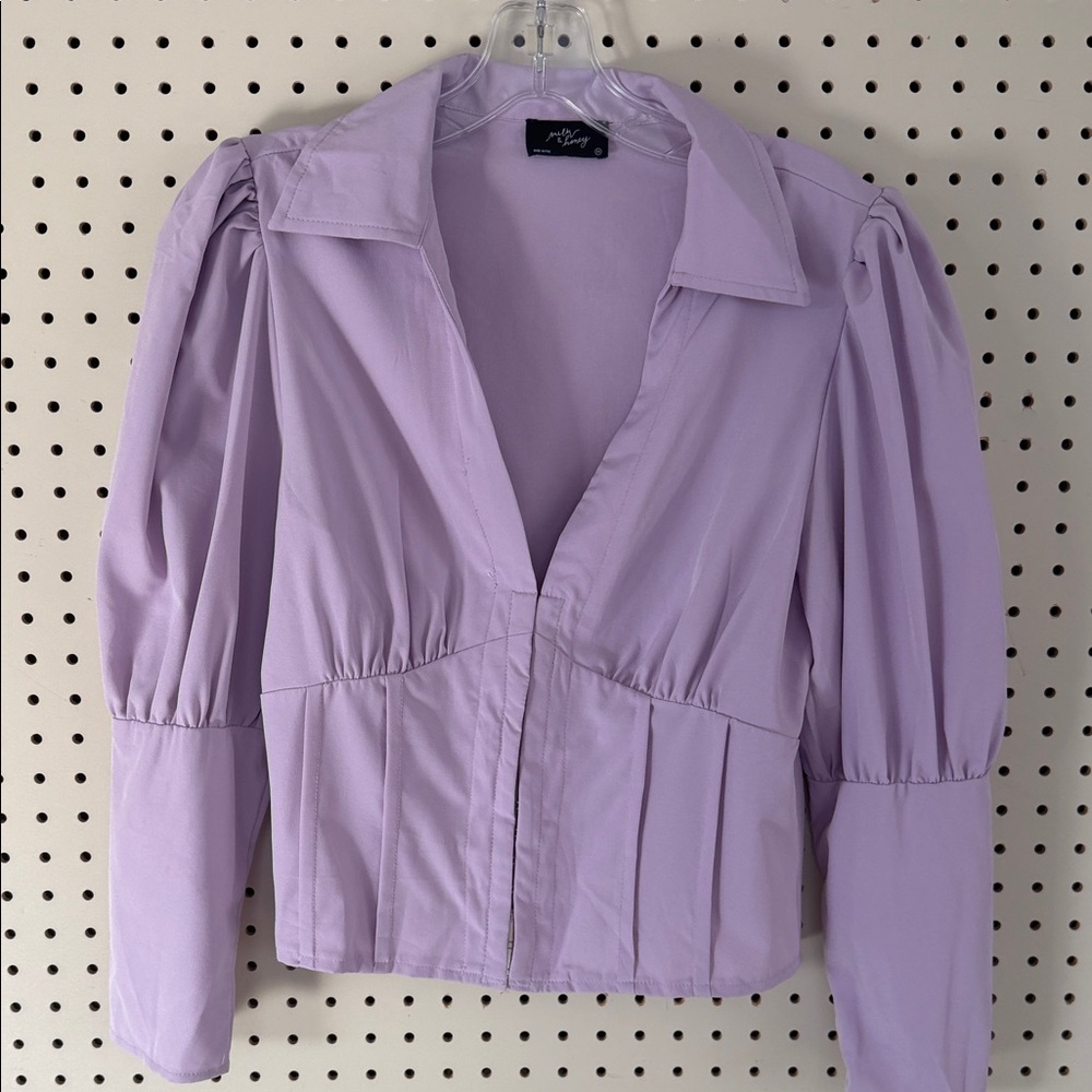 Elegant Lilac Puff Sleeve Blazer